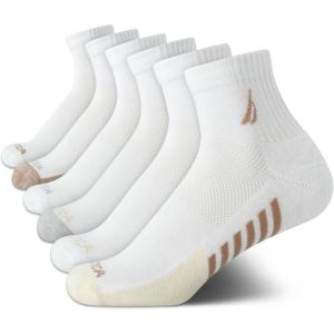 Nautica Womens Quarter Socks – 6 Pack Cushioned Moisture Wicking Athletic Socks for Women for Gym, Running, Sports (4-10)(White/Oatmeal)
