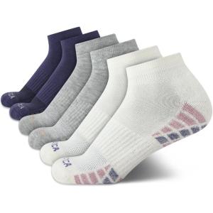 Nautica Womens Quarter Socks – 6 Pack Cushioned Moisture Wicking Breathable Womens Crew Socks for Running and Workouts(White/Grey/Blue)