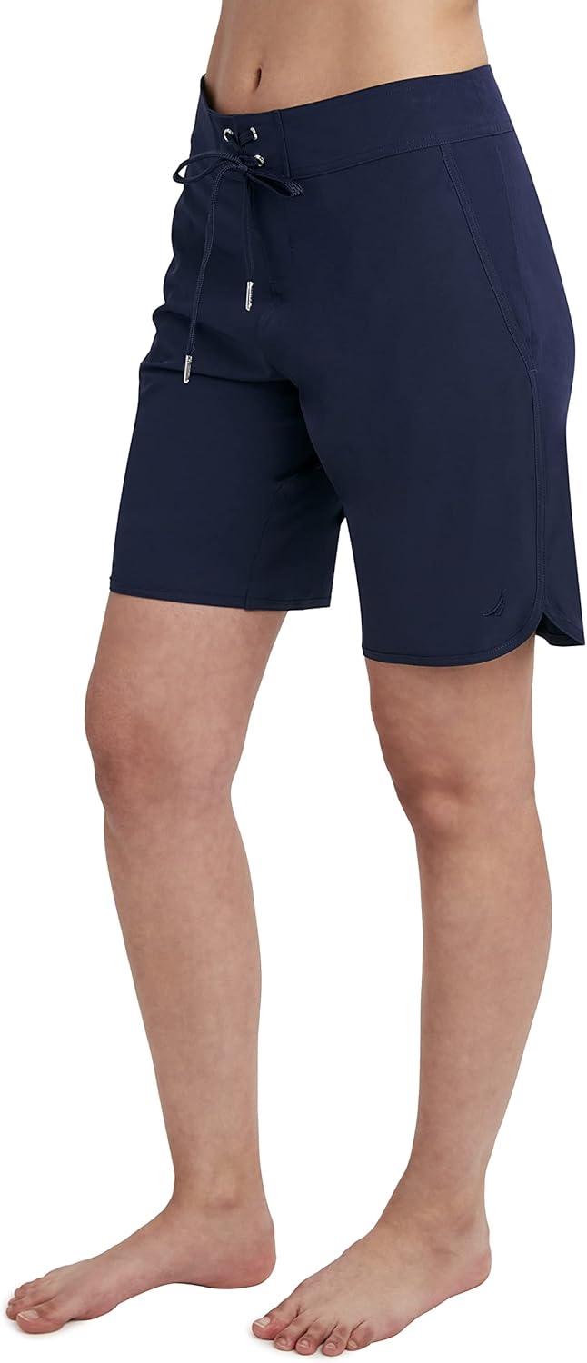 imageNautica Womens Board Shorts 9 Inseam Quick Dry Swim Shorts Swimsuit Bottom Bikini Cover Up BeachwearDeep Sea