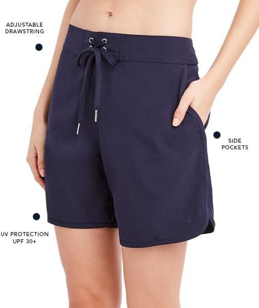 imageNautica Womens Board Shorts 9 Inseam Quick Dry Swim Shorts Swimsuit Bottom Bikini Cover Up BeachwearDeep Sea