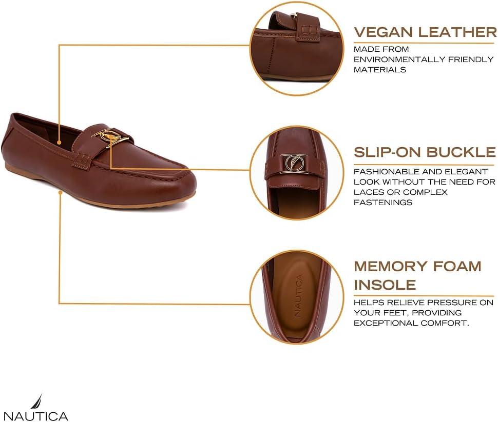 imageNautica Woman Flat Loafers Designer Vegan Leather Penny Shoes Slip On Soft Durable and Flexible Luxury Resistant Feel Lightweight amp Comfortable Memory Foam Everyday MoccasinsTannelms