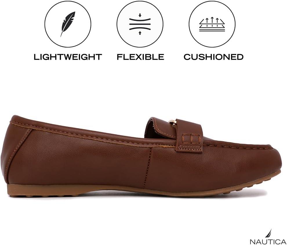 imageNautica Woman Flat Loafers Designer Vegan Leather Penny Shoes Slip On Soft Durable and Flexible Luxury Resistant Feel Lightweight amp Comfortable Memory Foam Everyday MoccasinsTannelms