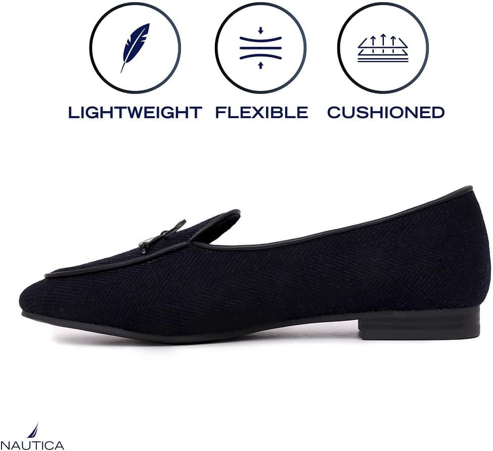 imageNautica Woman Flat Loafers Luxury Designer Penny Shoes Slip On Ballet Comfortable Everyday Moccasins for Work Office OutdoorBlack Navy