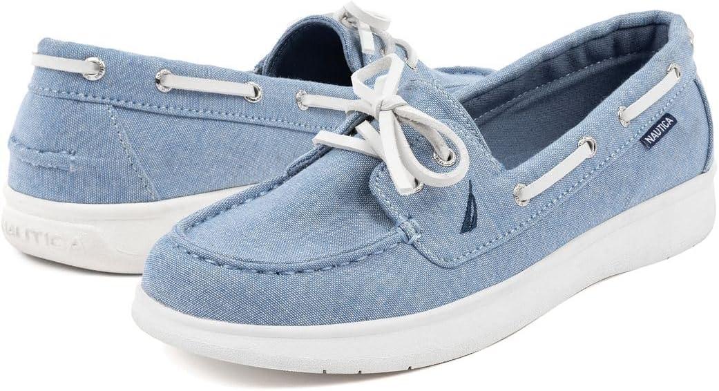 imageNautica Womens Casual Boat Shoes MocToe Loafers with Cushioned Insole Deck Fashion SneakerDenim
