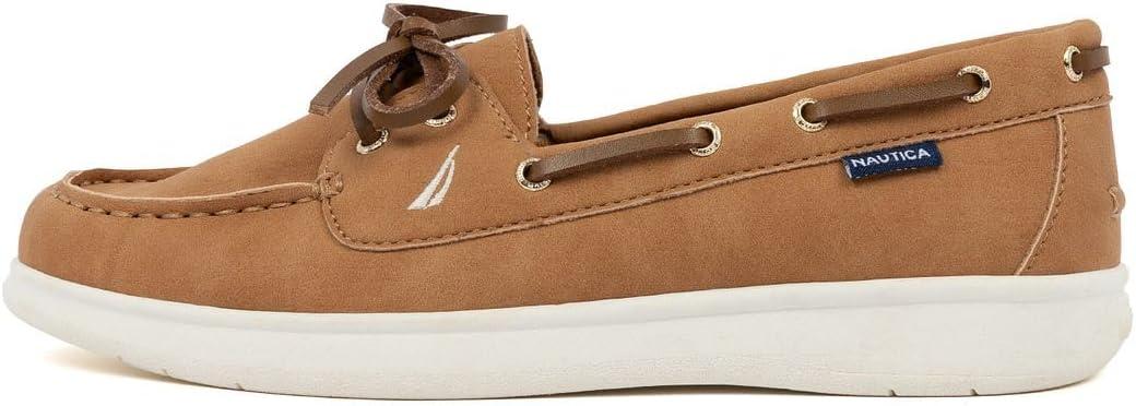 imageNautica Womens Casual Boat Shoes MocToe Loafers with Cushioned Insole Deck Fashion SneakerTan