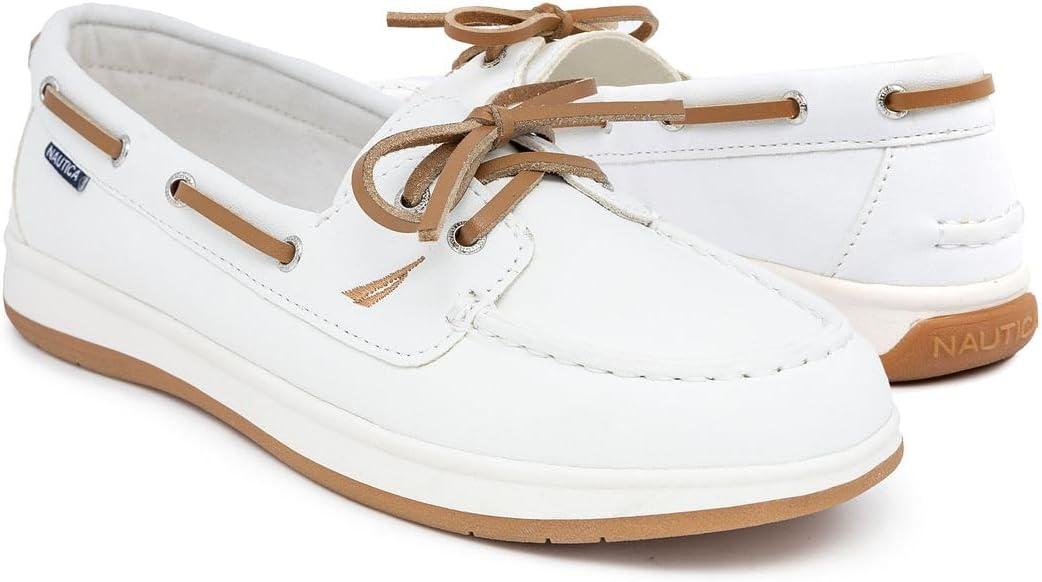 imageNautica Womens Casual Boat Shoes MocToe Loafers with Cushioned Insole Deck Fashion SneakerWhite