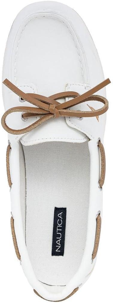 imageNautica Womens Casual Boat Shoes MocToe Loafers with Cushioned Insole Deck Fashion SneakerWhite