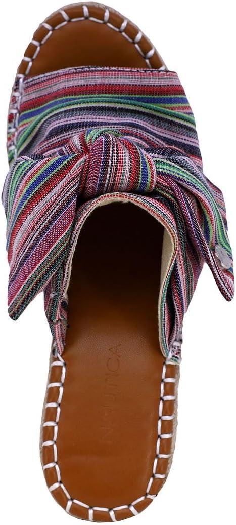 imageNautica Womens Espadrille Wedges for Women Platform Sandals SlipOn Knot Bow Summer Shoes with Woven Rope HeelBeach Multi