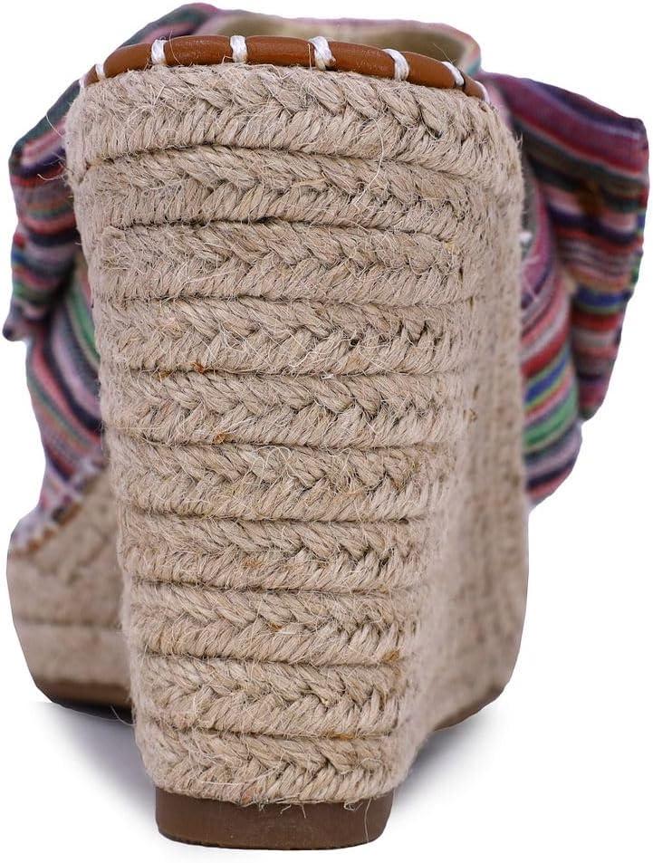 imageNautica Womens Espadrille Wedges for Women Platform Sandals SlipOn Knot Bow Summer Shoes with Woven Rope HeelBeach Multi