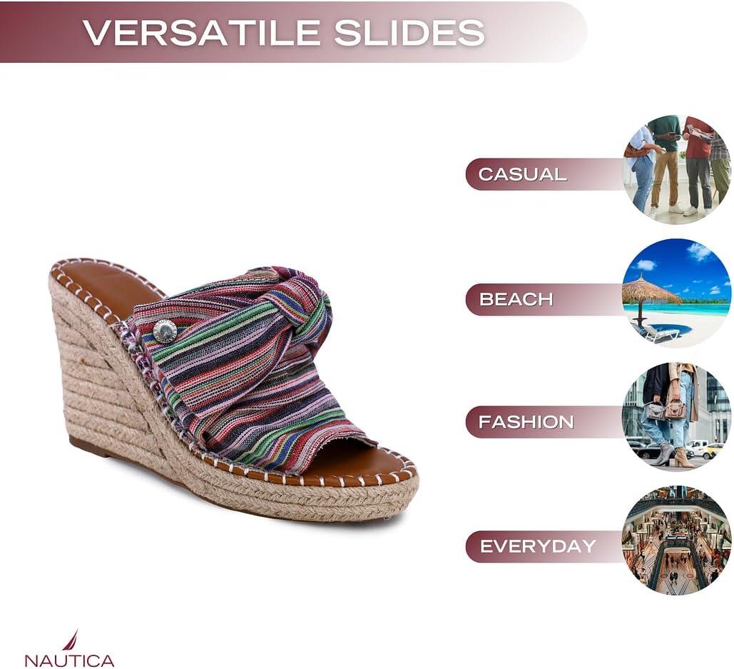 imageNautica Womens Espadrille Wedges for Women Platform Sandals SlipOn Knot Bow Summer Shoes with Woven Rope HeelBeach Multi
