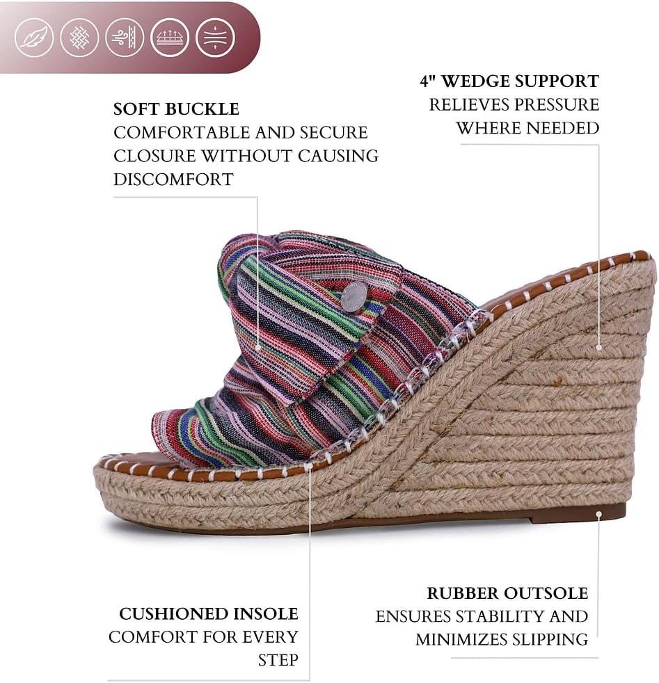 imageNautica Womens Espadrille Wedges for Women Platform Sandals SlipOn Knot Bow Summer Shoes with Woven Rope HeelBeach Multi