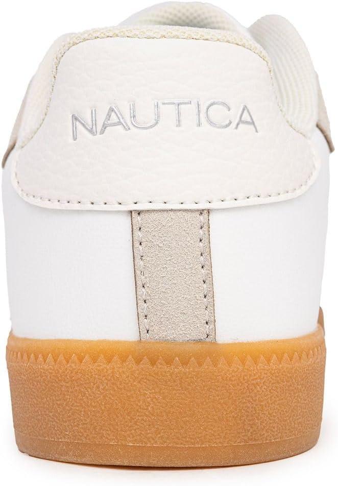 imageNautica Womens Fashion Sneaker Classic Casual Shoe with Soft Cushion Comfort and Durable Gum Bottom Outsole KeotaWhite Taupekeota