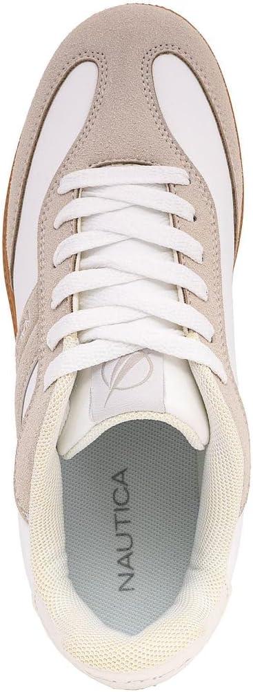 imageNautica Womens Fashion Sneaker Classic Casual Shoe with Soft Cushion Comfort and Durable Gum Bottom Outsole KeotaWhite Taupekeota