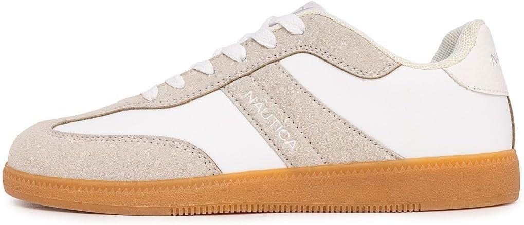 imageNautica Womens Fashion Sneaker Classic Casual Shoe with Soft Cushion Comfort and Durable Gum Bottom Outsole KeotaWhite Taupekeota