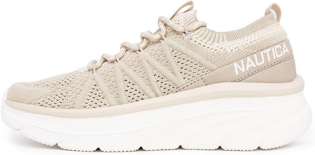 imageNautica Womens Fashion Sneaker LaceUp Running Shoe Casual Max Cushioning Walking Tennis SneakerKhakithemba