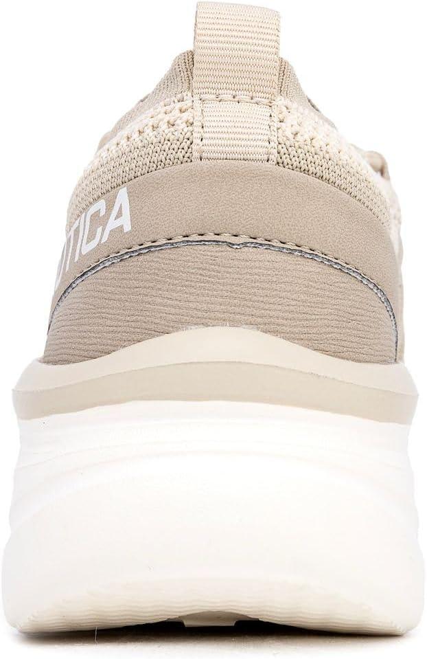 imageNautica Womens Fashion Sneaker LaceUp Running Shoe Casual Max Cushioning Walking Tennis SneakerKhakithemba