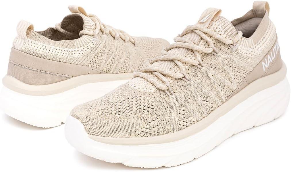 imageNautica Womens Fashion Sneaker LaceUp Running Shoe Casual Max Cushioning Walking Tennis SneakerKhakithemba