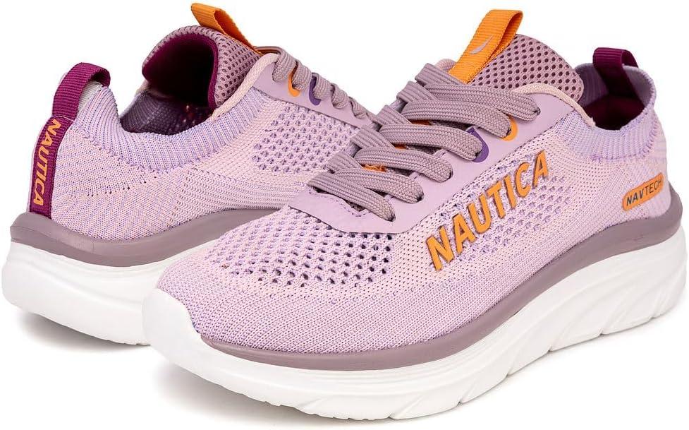 imageNautica Womens Fashion Sneaker LaceUp Running Shoe Casual Max Cushioning Walking Tennis SneakerLilac Funvenera