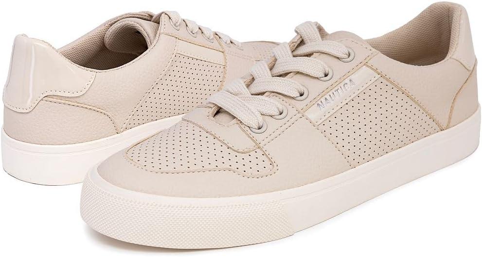 imageNautica Womens LaceUp Platform Fashion Sneakers LowTop Casual Walking amp Tennis Shoes PlatformCreamivywood