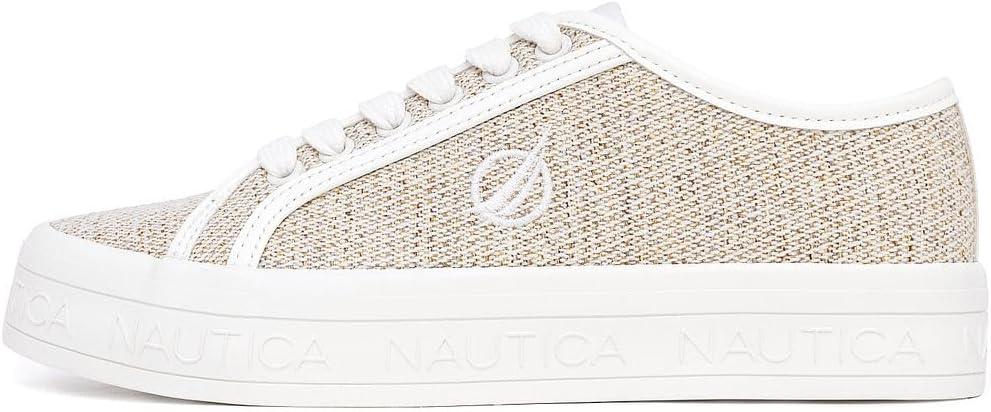 imageNautica Womens LaceUp Platform Fashion Sneakers LowTop Casual Walking amp Tennis Shoes PlatformLight Sand