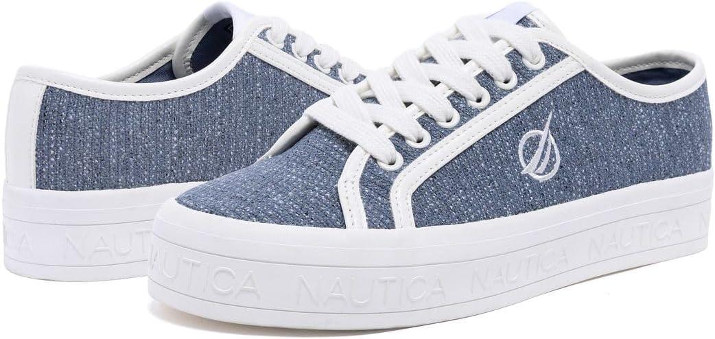 imageNautica Womens LaceUp Platform Fashion Sneakers LowTop Casual Walking amp Tennis Shoes PlatformNavylancelot