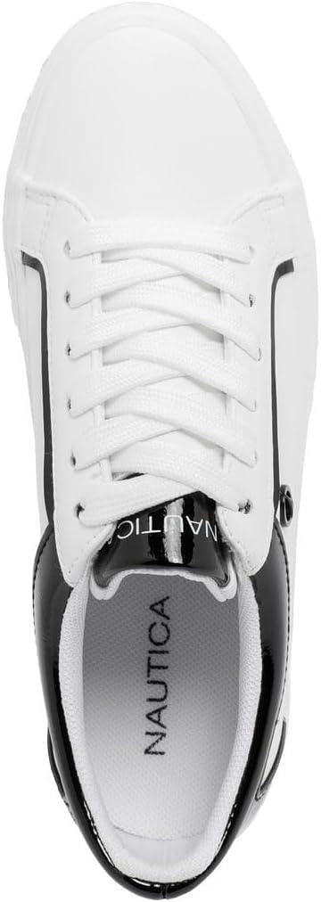 imageNautica Womens LaceUp Platform Fashion Sneakers LowTop Casual Walking amp Tennis Shoes PlatformWhite Blackosmanthus