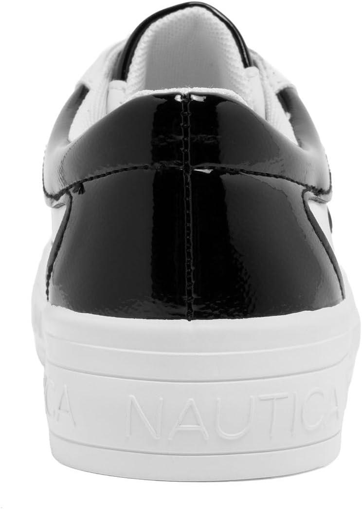 imageNautica Womens LaceUp Platform Fashion Sneakers LowTop Casual Walking amp Tennis Shoes PlatformWhite Blackosmanthus