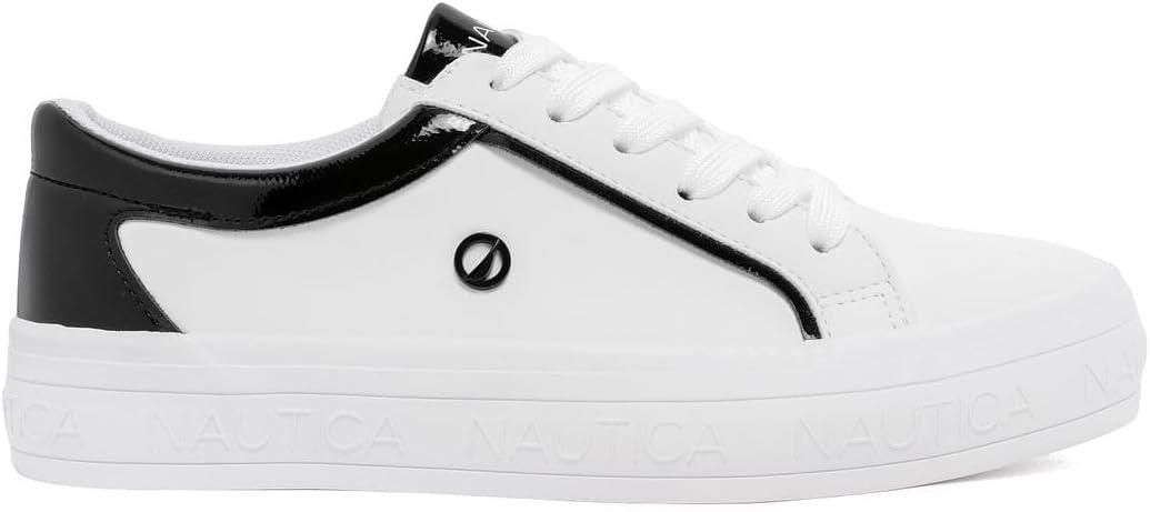 imageNautica Womens LaceUp Platform Fashion Sneakers LowTop Casual Walking amp Tennis Shoes PlatformWhite Blackosmanthus