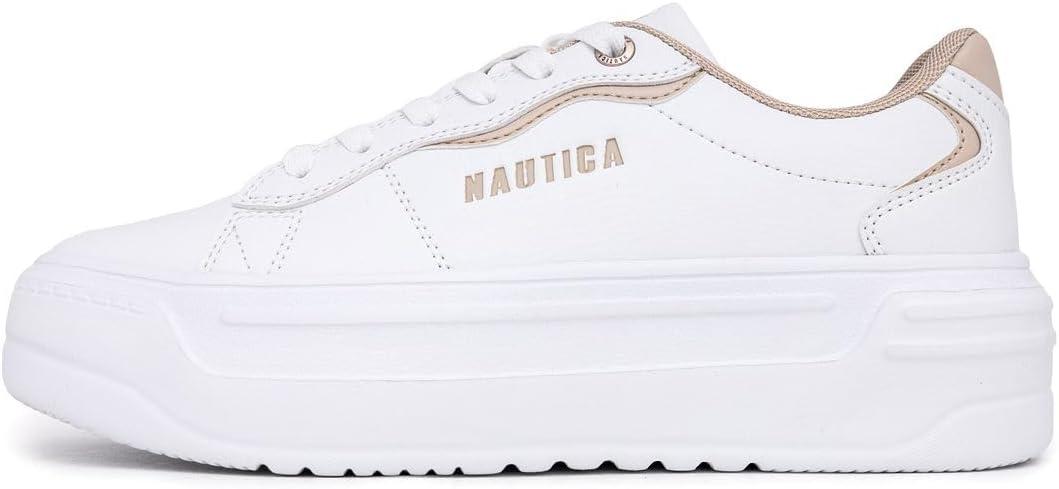imageNautica Womens LaceUp Platform Fashion Sneakers LowTop Casual Walking amp Tennis Shoes PlatformWhite Sandhycrest