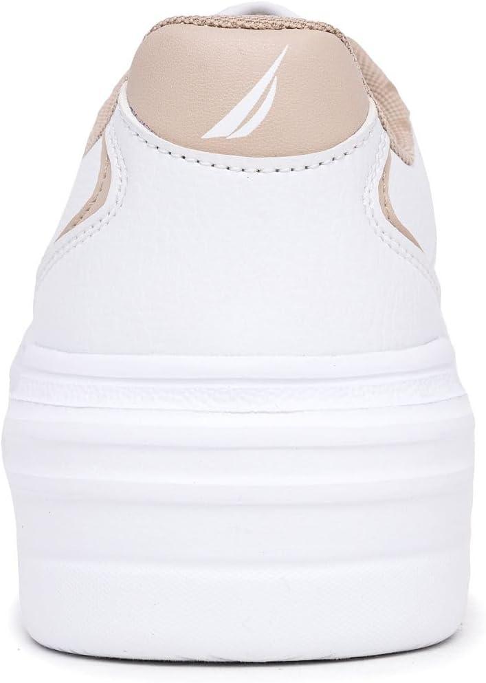 imageNautica Womens LaceUp Platform Fashion Sneakers LowTop Casual Walking amp Tennis Shoes PlatformWhite Sandhycrest