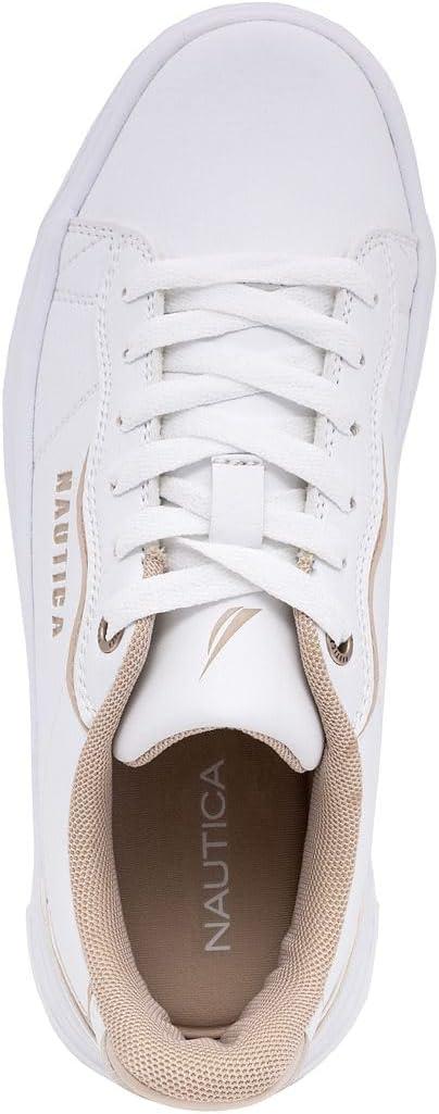 imageNautica Womens LaceUp Platform Fashion Sneakers LowTop Casual Walking amp Tennis Shoes PlatformWhite Sandhycrest