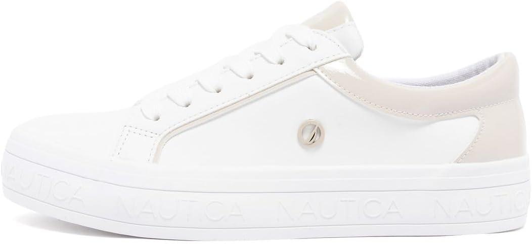 imageNautica Womens LaceUp Platform Fashion Sneakers LowTop Casual Walking amp Tennis Shoes PlatformWhite Sandosmanthus