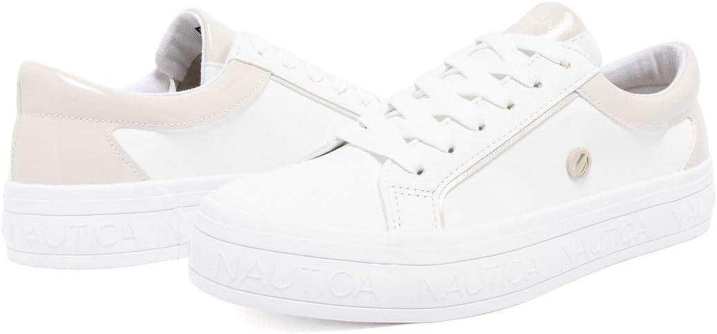 imageNautica Womens LaceUp Platform Fashion Sneakers LowTop Casual Walking amp Tennis Shoes PlatformWhite Sandosmanthus