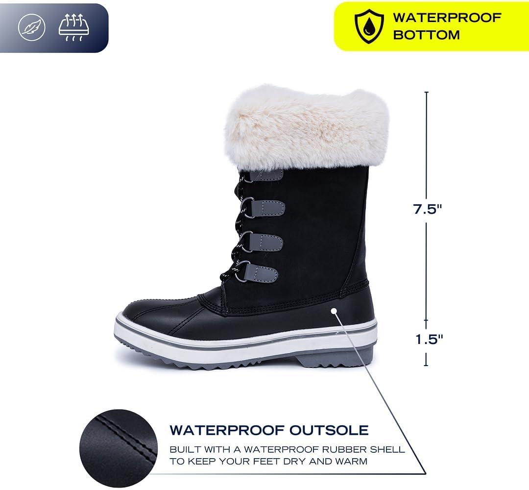 imageNautica Womens LaceUp Winter Snow amp Rain Boots WaterResistant Insulated Boots with Cozy Faux Fur Lining for Warmth and Comfort GlenoakBlack