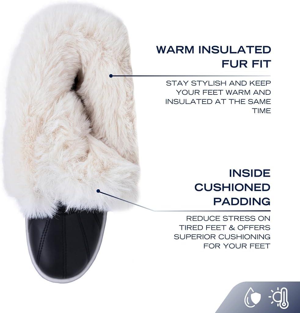 imageNautica Womens LaceUp Winter Snow amp Rain Boots WaterResistant Insulated Boots with Cozy Faux Fur Lining for Warmth and Comfort GlenoakBlack