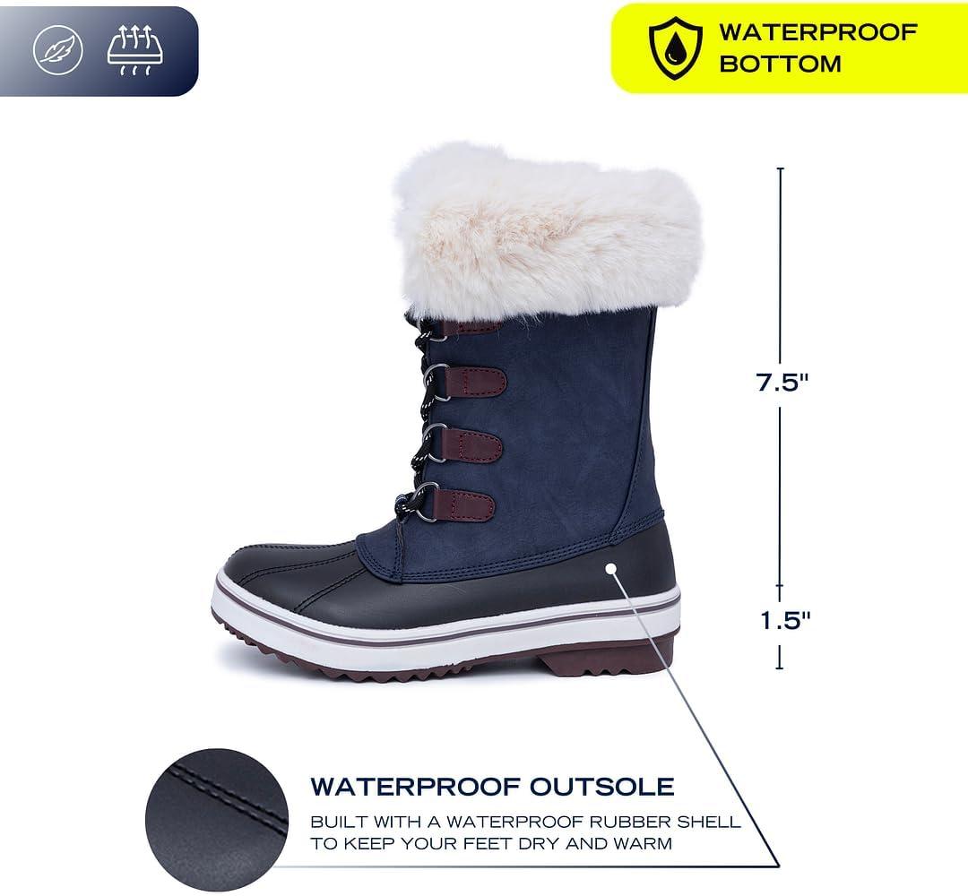imageNautica Womens LaceUp Winter Snow amp Rain Boots WaterResistant Insulated Boots with Cozy Faux Fur Lining for Warmth and Comfort GlenoakPeacoat