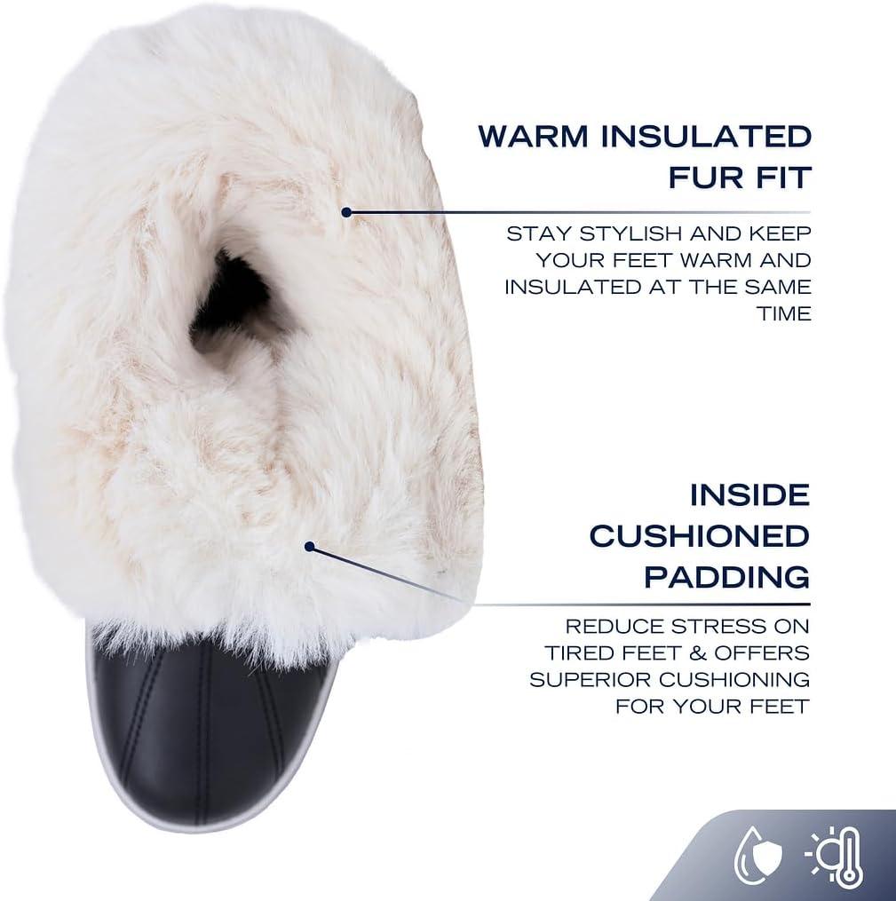 imageNautica Womens LaceUp Winter Snow amp Rain Boots WaterResistant Insulated Boots with Cozy Faux Fur Lining for Warmth and Comfort GlenoakPeacoat