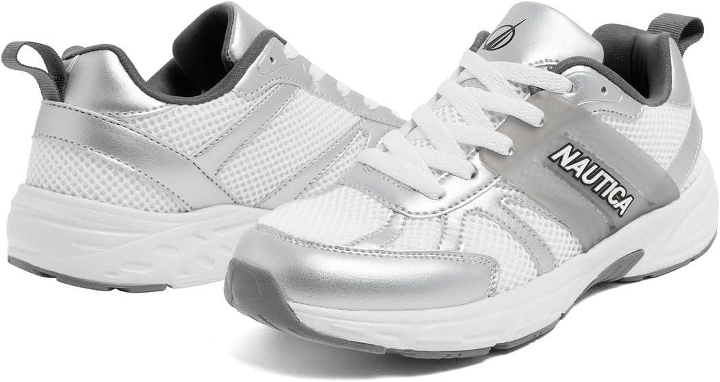imageNautica Womens Lightweight Athletic Running SneakersNagiwhite Silver