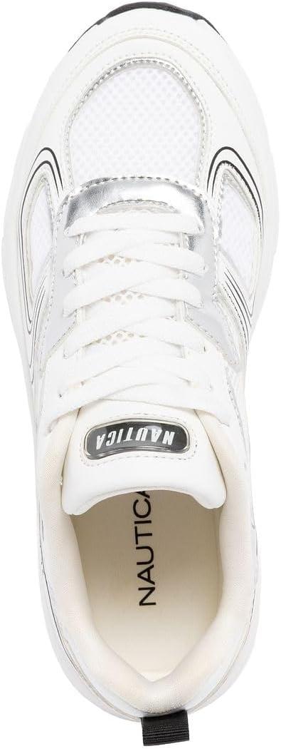 imageNautica Womens Lightweight Athletic Running SneakersWhite Black Silver