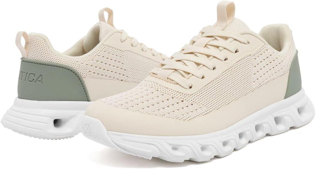 imageNautica Womens Running Shoes Lightweight Athletic Sneakers Breathable Cushioned LaceUp Gym Walking amp Training TrainersSage