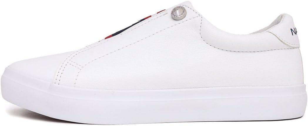 imageNautica Womens SlipOn Sneakers Casual LowTop Walking Shoes Comfortable NoLace Fashion Tennis StyleNitarared White Blue