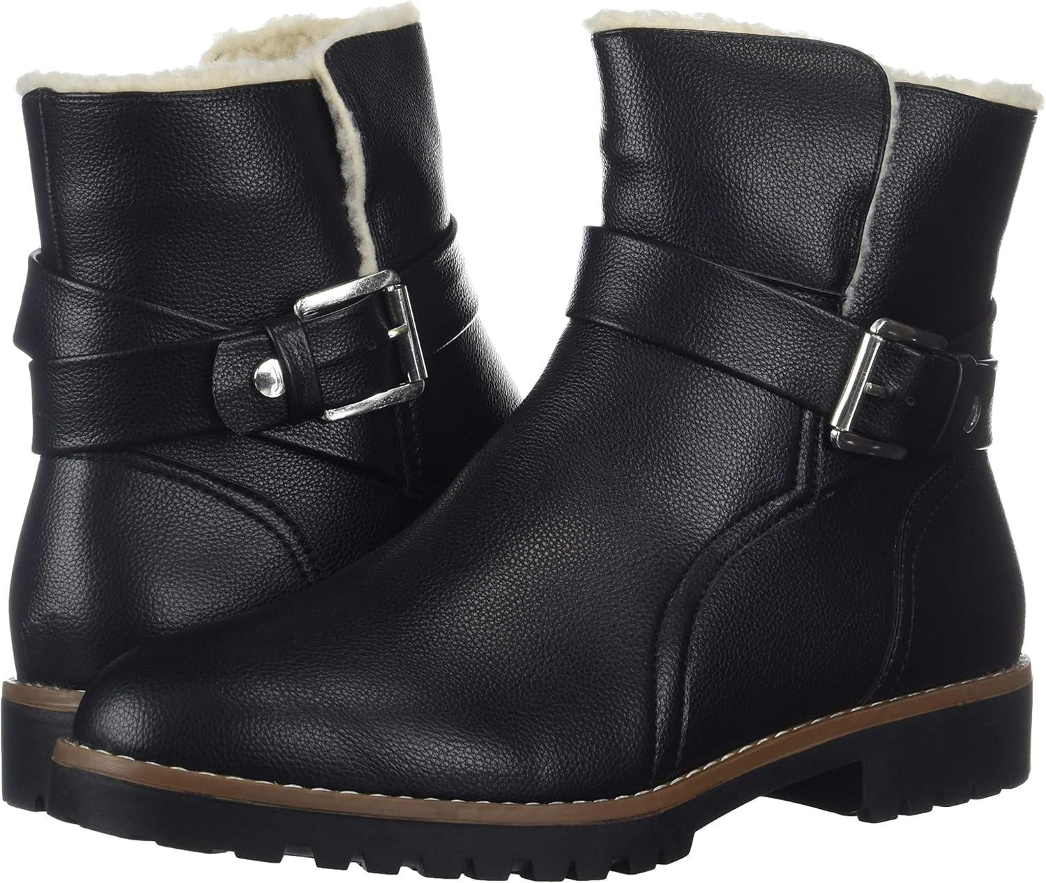 imageNautica Womens Winter Boots Ladies Faux Fur Lined Mid Calf Zipper Snow Riding ShoesBlack