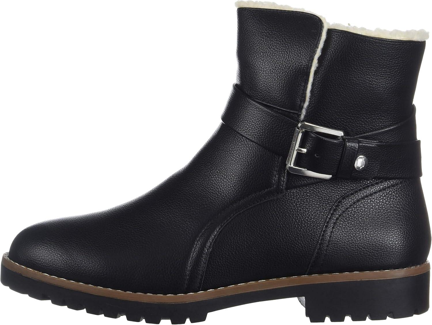 imageNautica Womens Winter Boots Ladies Faux Fur Lined Mid Calf Zipper Snow Riding ShoesBlack
