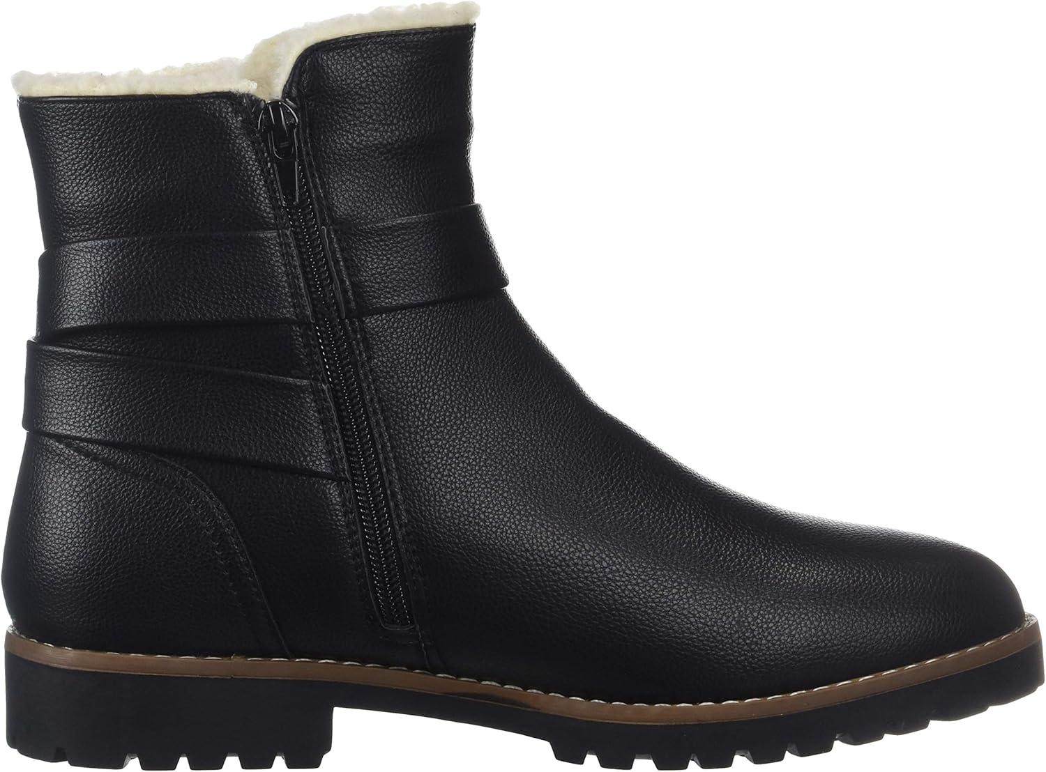 imageNautica Womens Winter Boots Ladies Faux Fur Lined Mid Calf Zipper Snow Riding ShoesBlack