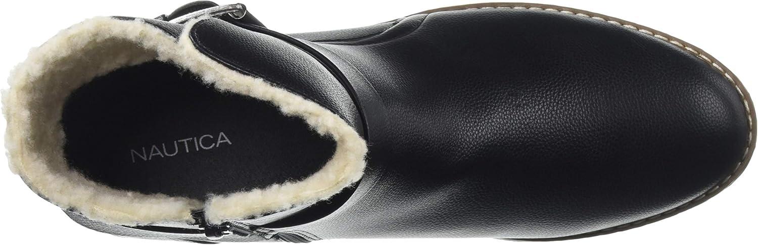 imageNautica Womens Winter Boots Ladies Faux Fur Lined Mid Calf Zipper Snow Riding ShoesBlack