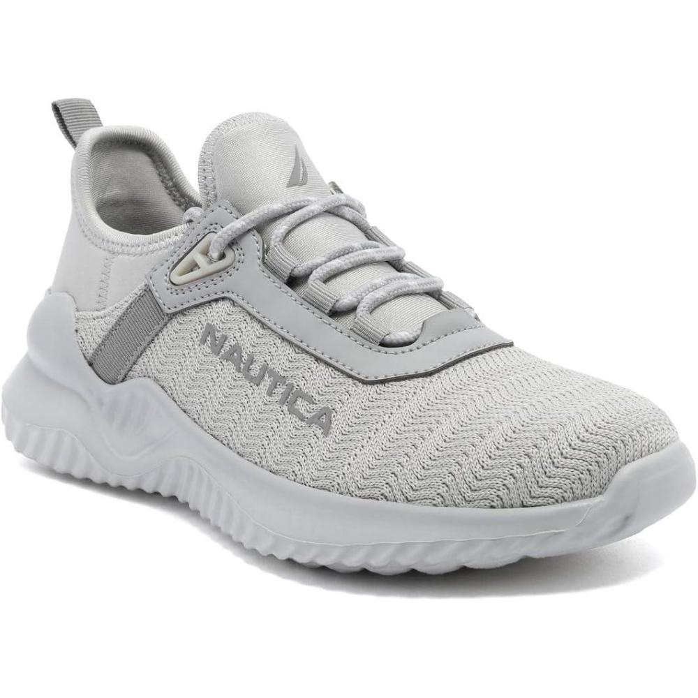 imageNautica Womens Casual Fashion Sneakers  Comfortable Walking Shoes with Knit Upper and Cushioned SupportLight Greydanville