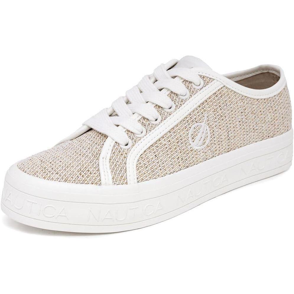 imageNautica Womens LaceUp Platform Fashion Sneakers LowTop Casual Walking amp Tennis Shoes PlatformLight Sand