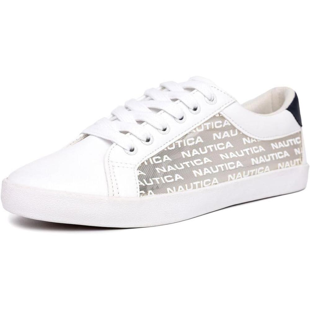 imageNautica Womens LaceUp Platform Fashion Sneakers LowTop Casual Walking amp Tennis Shoes PlatformSatsuwhite