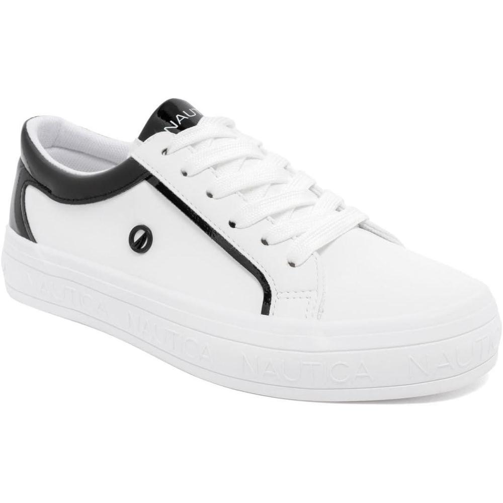 imageNautica Womens LaceUp Platform Fashion Sneakers LowTop Casual Walking amp Tennis Shoes PlatformWhite Blackosmanthus
