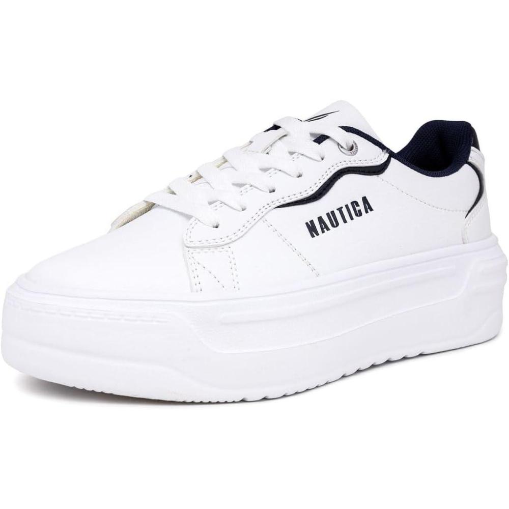 imageNautica Womens LaceUp Platform Fashion Sneakers  LowTop Casual Walking amp Tennis Shoes PlatformWhite Navyhycrest